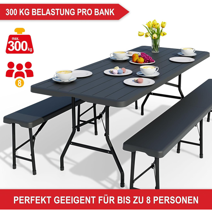 Набор для сада стола с 2 скамейками 180 x 74 x 74 см Onbest