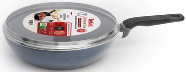 Tefal Сковорода ВОК з кришкою Generous Cook, 28см, алюміній, бакеліт, скло, чорний