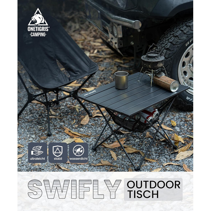 Складной алюминиевый стол для кемпинга 56x40,5x39,5 см OneTigris