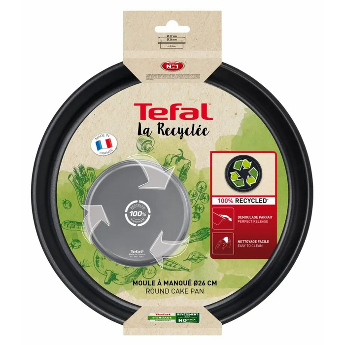 Tefal Форма для запікання La Recyclee, кругла, 26см, алюміній, чорний