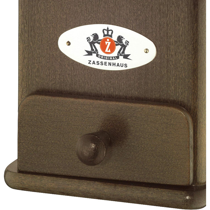 Ручна кавомолка Zassenhaus BRASILIA Темний морений бук 12 x 12,5 x 20 см для помелу кавових зерен Плавне регулювання помелу з оригінальною шліфувальною машиною Zassenhaus