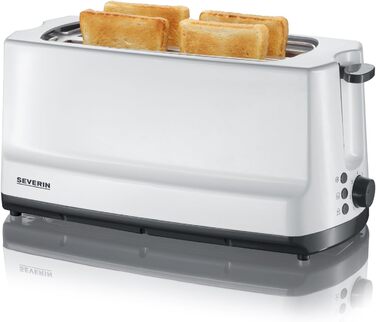 Автоматический тостер с длинными щелями, 4 тоста, автоматический тостер с насадкой для булочки, тостер из нержавеющей стали для поджаривания, размораживания и нагрева, 1 400 Вт, белый/серый, AT 2234 4 ломтика тоста