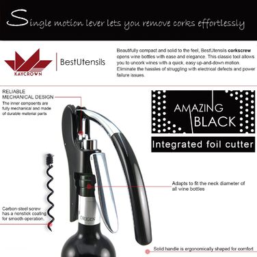 Професійний відкривачкою для пляшок чорний KAYCROWN