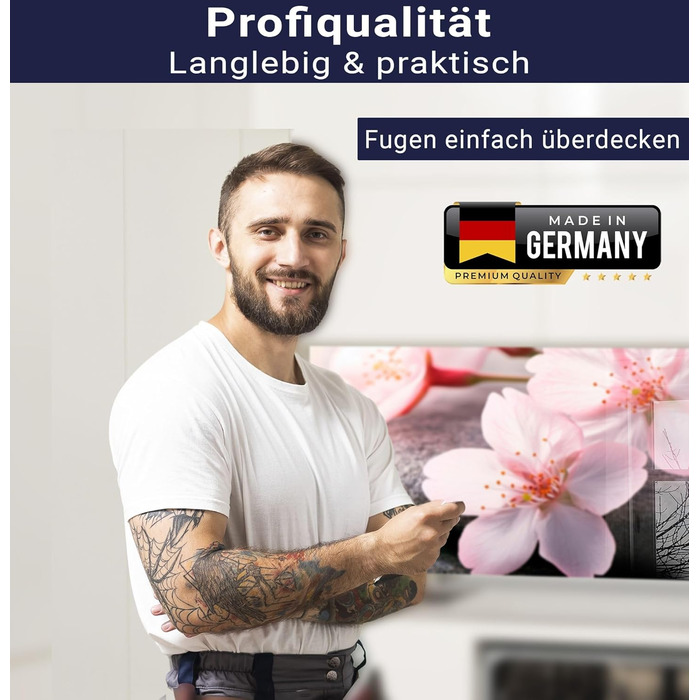 Кухонний фартух timalo зі скляним виглядом Північне море, очерет, захід сонця, океан, солома 2 мм акрилове скло Бризок настінний для плити, кухонний скляний фартух, акрилова скляна настінна панель, панель для фартуха (220 x 58 см, 314- Цвітіння вишні)