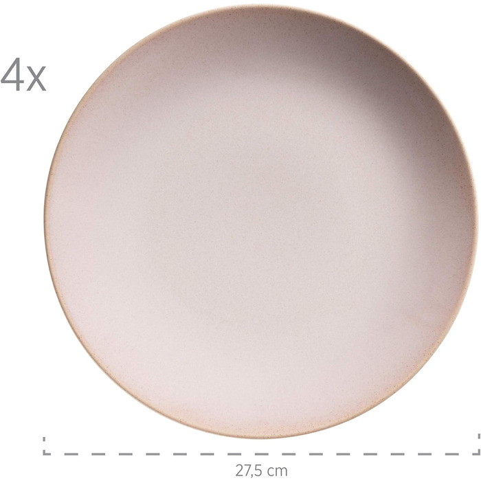 Набір посуду MSER 931545 Ossia для 4 осіб у середземноморському вінтажному образі, комбінований сервіз із 16 предметів у рожевому кольорі, кераміці