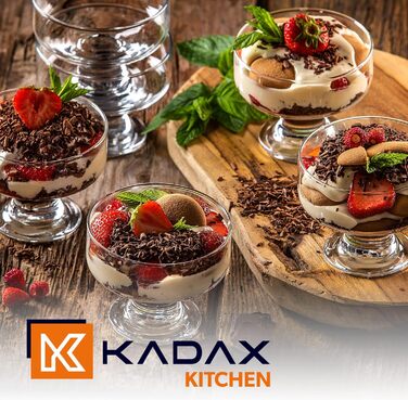 Набір склянок для морозива KADAX, креманниці, десертні склянки з дном, склянки для морозива, десертні чаші для морозива, десертів, фруктів, закусок, коктейлів, десертні склянки, склянки для морозива (300 мл) (180 мл)