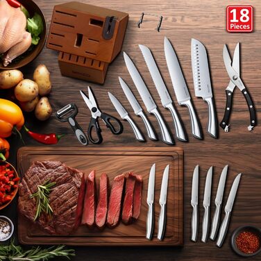 Набор ножей 18 предметов из нержавеющей стали RAXCO