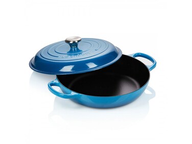 Сковорода-жаровня чавунна з кришкою 30 см, синя Marseille Le Creuset