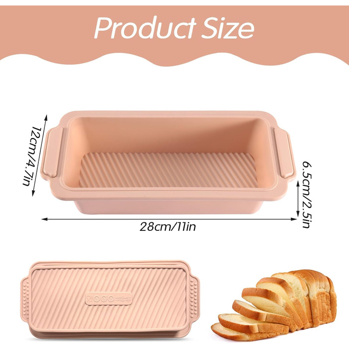 Силиконовая форма для выпечки хлеба, 28x12x6,5 см, розовая Techchii