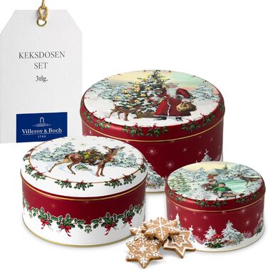 Набір з 3 різдвяних банок для печива, червоний Winter Collage Villeroy & Boch