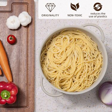 Металеве сито для пасти з подвійними ручками 21 см пісочно-жовте beifeier