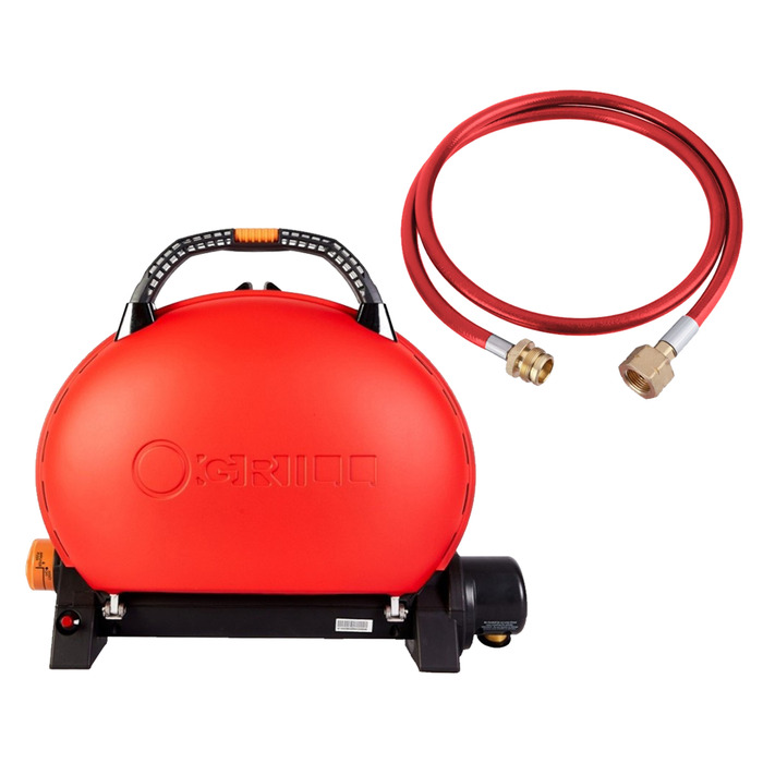 КОМПЛЕКТ Портативный переносной газовый гриль O-GRILL 500, красный+шланг в подарок! Код: 011676