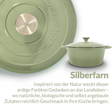 Чавунна жаровня 3,5 л з кришкою 24 см, зелена Chefarone