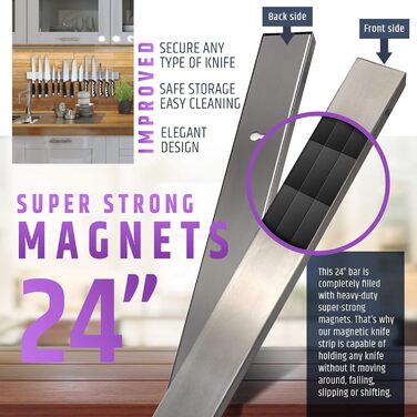 Магнітний тримач для ножів преміум-класу 61 см HMmagnets