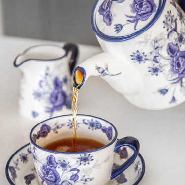 Чайник заварювальний London Pottery BLUE ROSE, кераміка, мигдальна слонова кістка/синій, 900 мл
