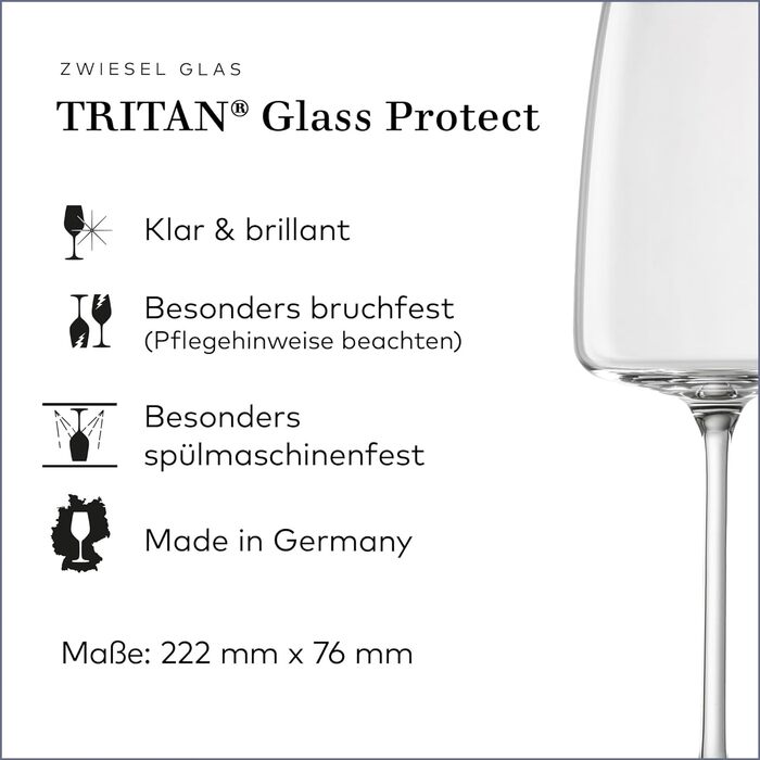 Келих для вина Zwiesel Glass Powerful & Spicy Vivid Senses (набір з 2 шт. ), філігранні келихи для вина, келихи з тритану, які можна мити в посудомийній машині, виготовлені в Німеччині (арт. No 122429) (Келих для вина Light & Fresh (2 шт.))