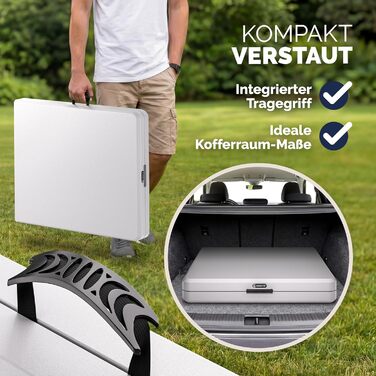 Складний стіл 180x75 см білий Casaria