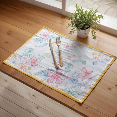 Бавовняні килимки для серветок, набір з 4 шт. , декоративні килимки для серветок, пасхальні килимки, що миються, для свят, вечерь, весни, літа (33 см x 48 см) (041 - Райський острів), 39Hermine 100