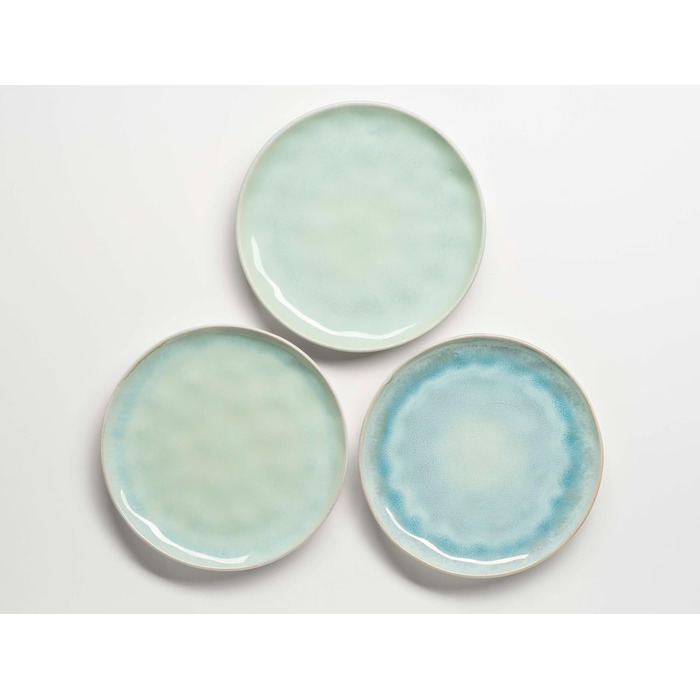 Холодне серце, керамічний набір посуду на 4 персони, комбінований сервіз з 16 предметів з органічними формами, кольоровий сервіз, керамограніт (бірюзово-зелений)