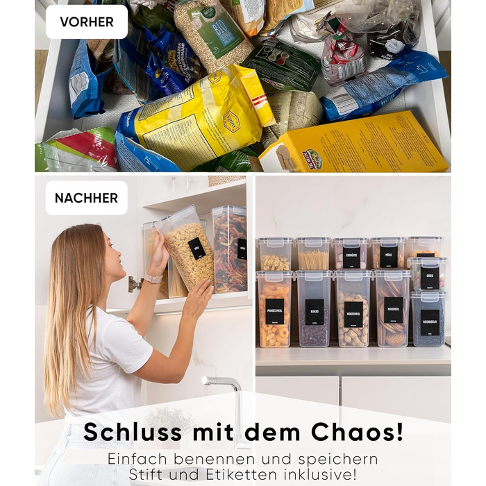 Набор из 4 контейнеров для хранения 2,8 л, прозрачный/черный Deco haus