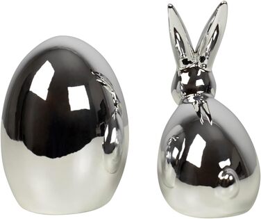 Набір декоративних елементів Heitmann керамічна пасхальна прикраса під порцеляну, для встановлення, біла, приблизно 12,5 x 10,5 x 8 см (яйце та кролик)