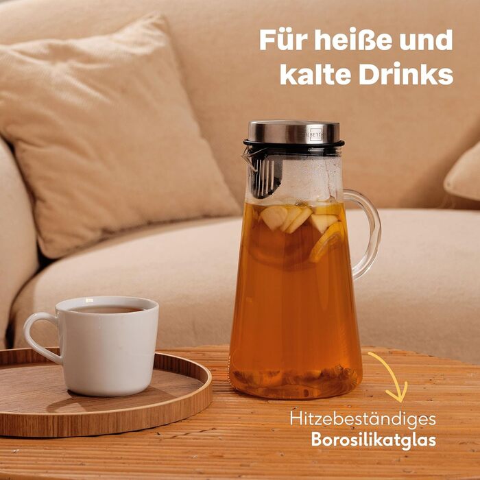 Набір із 2 скляних графинів 1 л та 2 л з вставкою для фруктів Silberthal