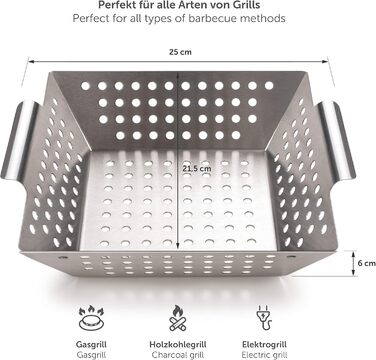 Кошик для гриля 21 x 21 x 6 см, нержавіюча сталь Blumtal