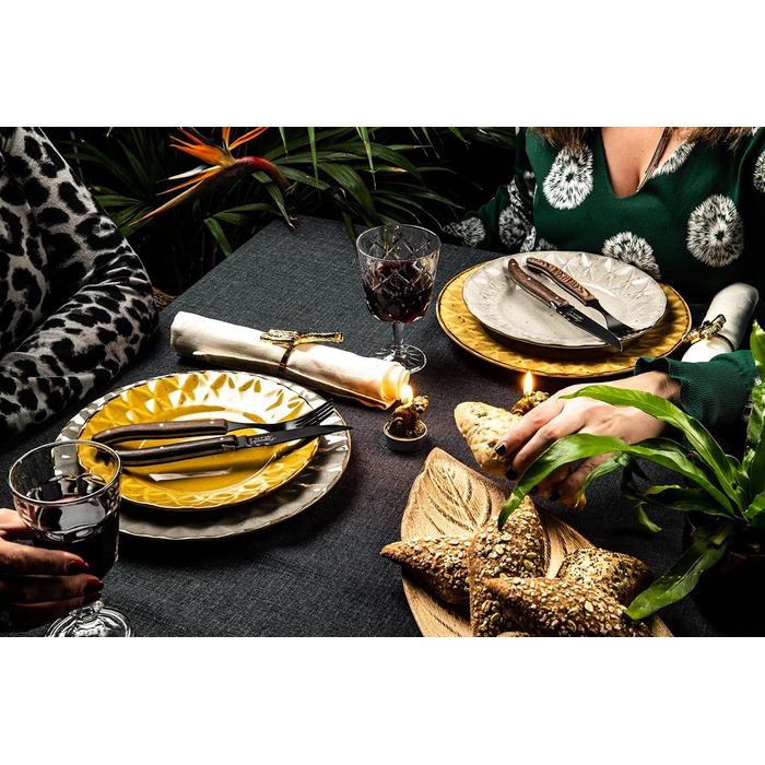 Набір стейк-ножів Laguiole Style de Vie Luxury Line, 6 шт., паккавуд (чорний, сріблястий, дерево)