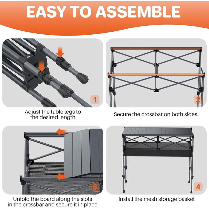Складной кемпинговый стол 100 x 50 x 70/87 см FUNYKICH