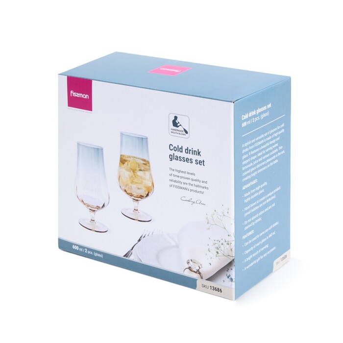 Набор из 2-х бокалов Fissman для холодных напитков 600 мл стекло (13686)