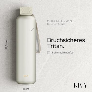 Пляшка для води 1 л тританова, біла золотиста KIVY