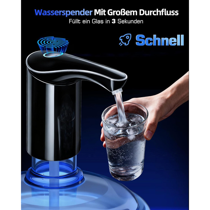 Потужний диспенсер для води з підзарядкою для 5-галонних пляшок Redsack