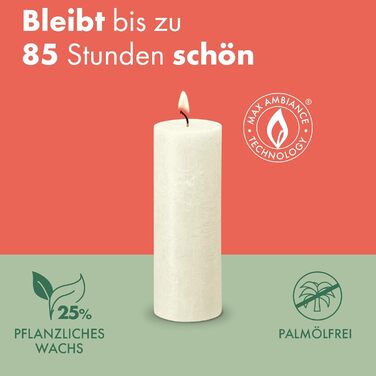 Свічки Bolsius Rustic Pillar - Оливково-зелені - Набір з 4 шт. - Декоративні побутові свічки - Час горіння 60 годин - Без запаху - Натуральний рослинний віск - Без пальмової олії - Оливково-зелені (19 x 7 см, темно-червоні)