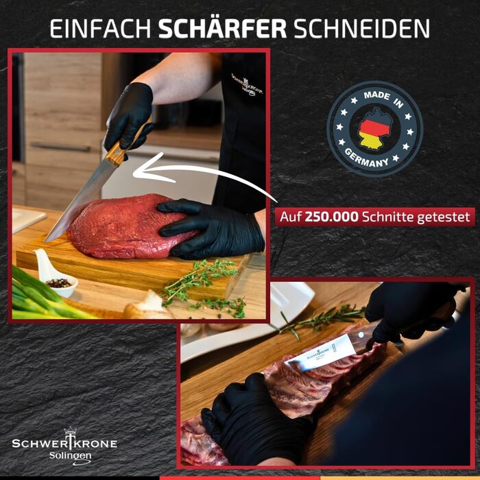 Нож для мяса Schwertkrone Рукоять из оливкового дерева Универсальный нож Нож для ветчины (20 см)
