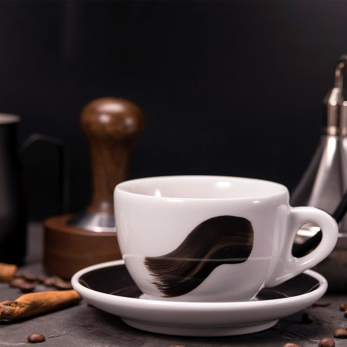 35199 Чашка Large Cappucino 260 мл Black stroke A 'Verona/Palermo Millecolori Hand Painted Single Br