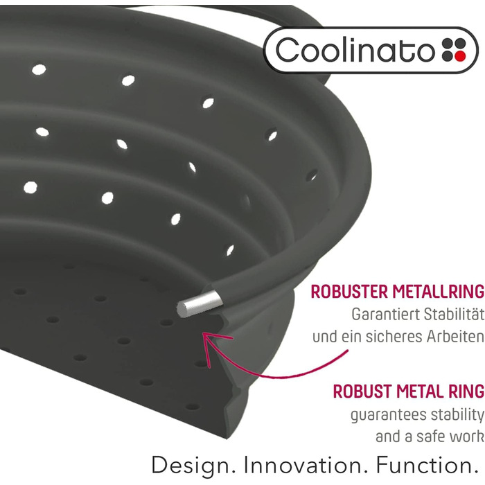 Складаний силіконовий друшляк Сітчасте силіконове сито для пасти, овочів та фруктів Можна мити в посудомийній машині, не містить бісфенолу А та термостійке до 230C Компактний складний друшляк для зливу води (сірий, 20 та 24 см)