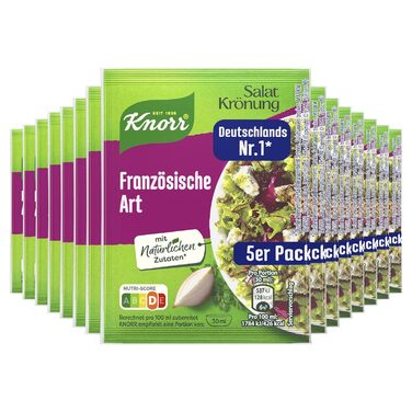 Заправка для салату Knorr у французькому стилі для смачної заправки для салату з натуральними інгредієнтами* 15 x 5 x 90 мл 8 г (75 упаковок)
