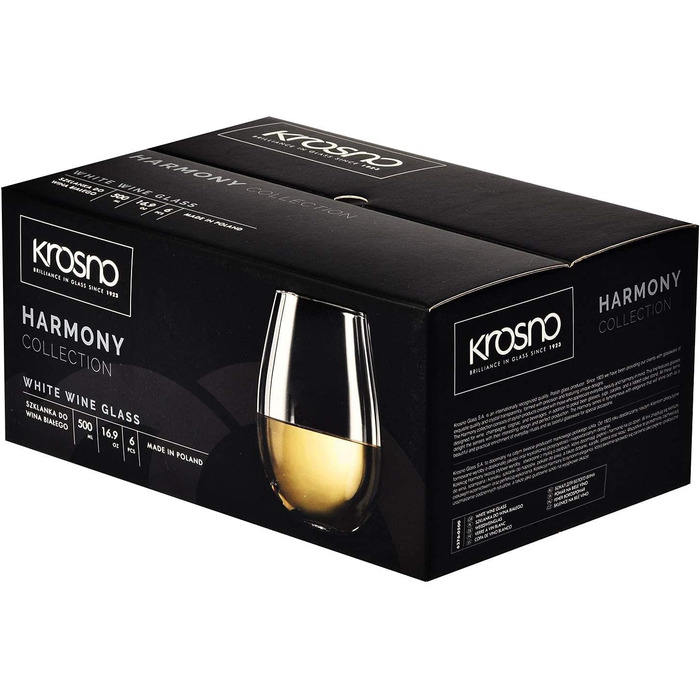 Набір безніжкових келихів для білого вина 6 шт 500 мл Krosno