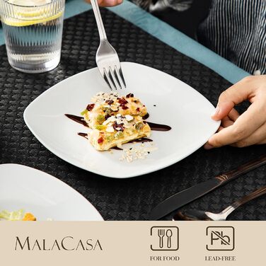 Серія Elisa, 12-предметний кремовий порцеляновий кавовий набір, кавові чашки та блюдця на 6 осіб для кави, чаю, десертів (білий, десертні тарілки (6 шт.))