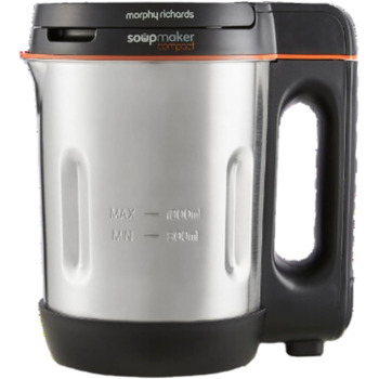 Компактна суповарка Morphy Richards 501021 з нержавіючої сталі, 1 літр, 900 Вт, чорний колір та нержавіюча сталь, 1 л, одинарне ліжко