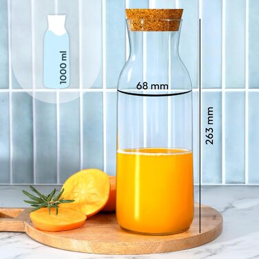 Скляний графин 1 л з кришкою 3 шт KONZEPT