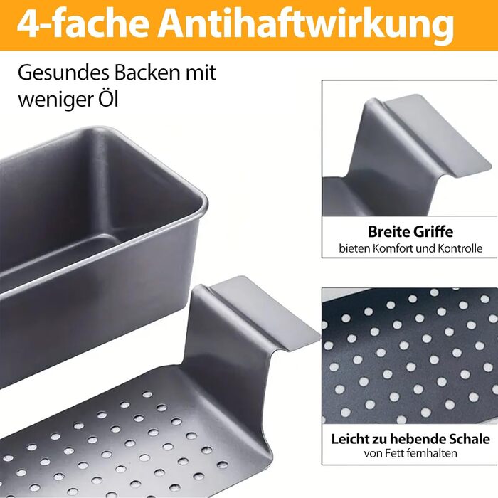 Форма для випікання хліба сталева зі знімною решіткою, чорна