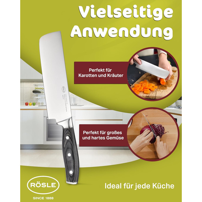 Японський кухарський ніж накірі 18 см Wolfgrey Rosle