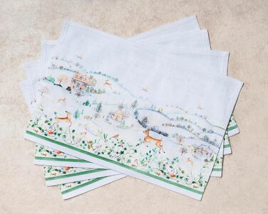 Бавовняні килимки для серветок, набір з 4 шт. , декоративні килимки для серветок, пасхальні килимки, що миються, для свят, вечерь, весни, літа (33 см x 48 см) (28 - Snowy World), 39Hermine 100