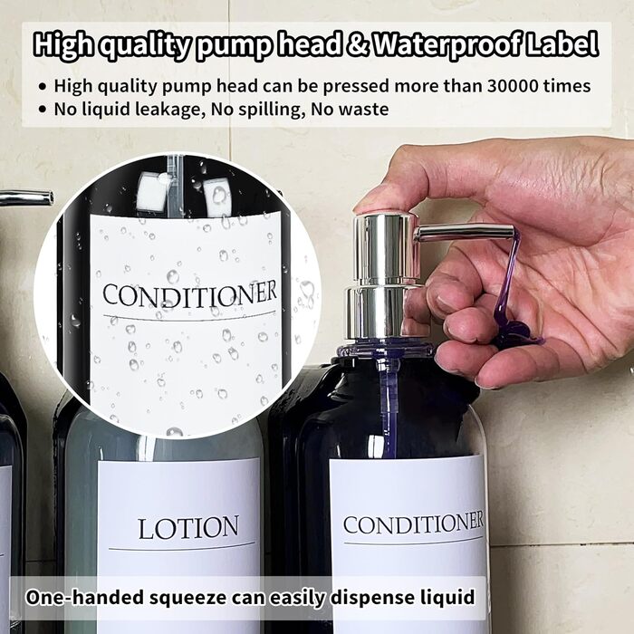 Набір з 3 дозаторів рідкого мила 500 мл з настінним тримачем, прозорий колір HCYWOC