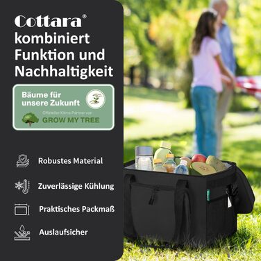 Складана водонепроникна термосумка 30 л чорна COTTARA