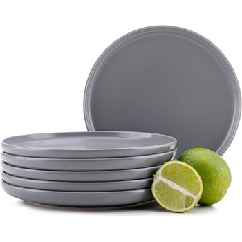 Консімо. Обідні тарілки на 6 персон - Набір з 6 тарілок - Посудомийні машини - Можна використовувати в мікрохвильовій печі - Набір керамічних тарілок - VICTO Modern Велика обідня тарілка - 27 см - (Сіра)
