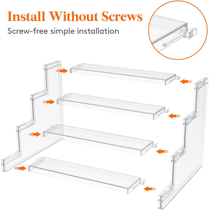 Уровневая прозрачная подставка, пластиковая подставка для презентации, пластиковый органайзер для статуэток, кексов, духов, десертов, настольная подставка для организации и украшения (22,8 x 20 x 18,2 см-), 4-