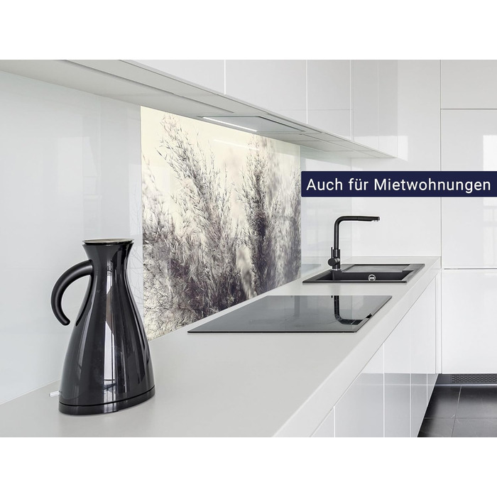 Кухонний фартух timalo зі скляним виглядом Акрилове скло 2 мм Бризкозахисна стіна для плити, скляний фартух, акрилові скляні стінові панелі, захисна панель для фартуха Бетонно-блакитно-сірий (60x52 см, 209- Пампасська трава)