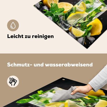 Фартух для плити, кухонний фартух, вініл, 78x52 см, декор для кухні, облицювання стіни, кришка для плити - сіро-чорна (вода-скло, 52Д x 71Ш см)